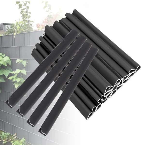 LZQ 50 Fästklämmor för PVC-skyddsremsor, för trädgårdsstängselpaneler och mörkläggningsremsor, 190x15 mm, antracit