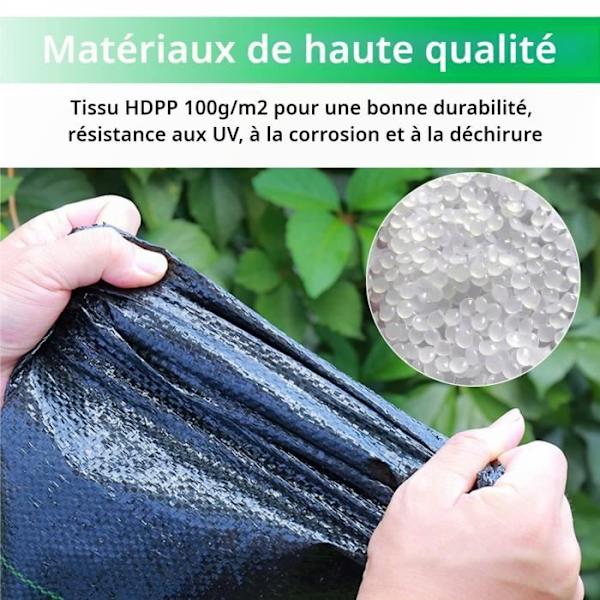 Ogräsduk - LZQ - HDPP - Rivbeständig - UV-skydd - 2 m x 5 m Svart
