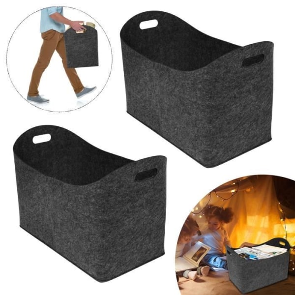 Vedkorg - LZQ XXL - Filtvedkorg - Mörkgrå - 100% polyester mörkgrå