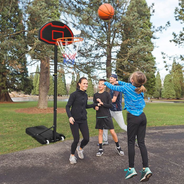 LZQ basketbåge för barn inomhus/utomhus med hjul och en basket, bågehöjd justerbar 156-208cm