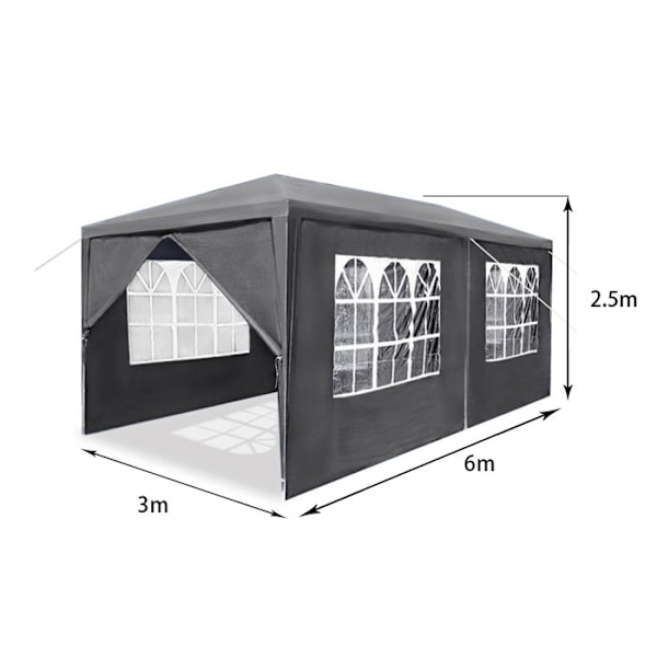 Fällbart trädgårdspaviljong - LZQ - 3 x 6m - Solskydd och UV-skydd - Anthracite Antracit