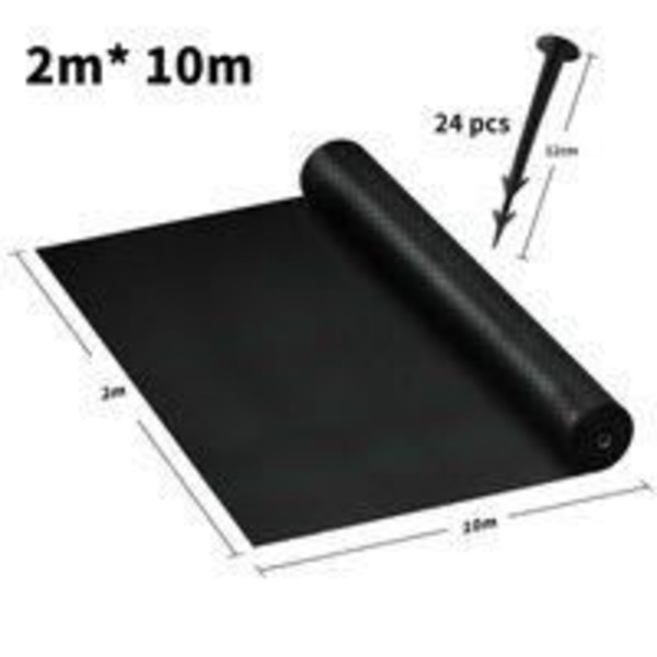 Ogräsduk - LZQ - HDPP - Tearbeständig - UV-skydd - 2 m x 10 m, svart Svart