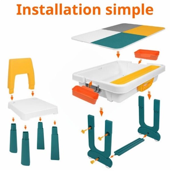 Aktivitetsbord - LARS360 - Multifunktionell - 1 bord + 2 stolar - 300 block - Säkert