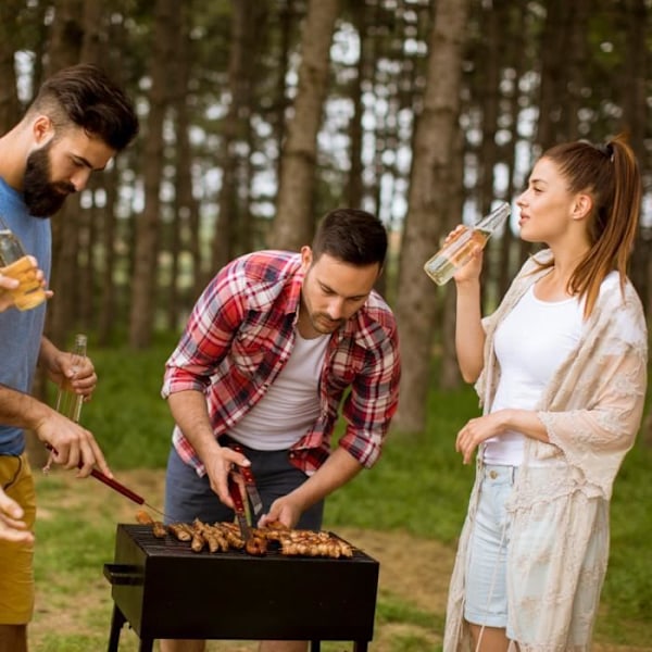 LARS360 Gjutjärnsgaller för grilltillbehör för stekning av fiskgrönsaker Skaldjur Rektangulär 28 x 42 cm Svart