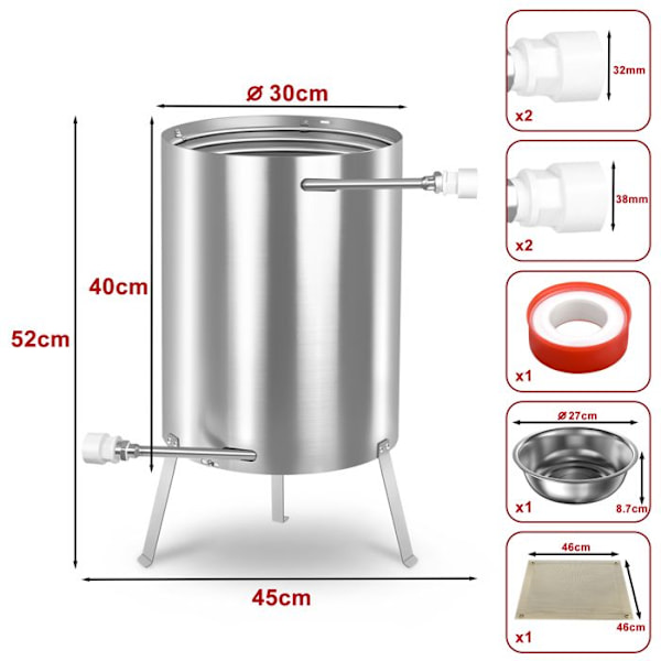 LARS360 Inox Pool Heater, Fire Pool Heater, Fire Barrel, Fire Bucket for Heating the Pool silver-