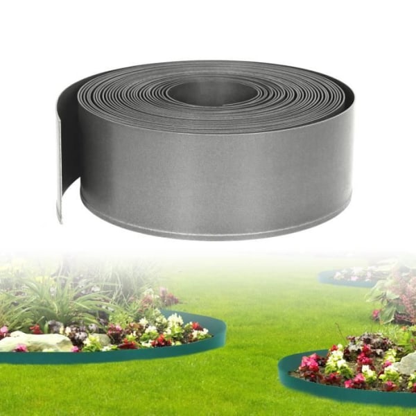 LZQ Gräsmattkant 40m PP Plast - Flexibel trädgårdsbäddkant för gräsmatta, Gräsmatta - Ljusgrå