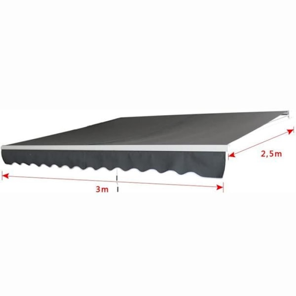 LARS360 Aluminium Balkongmarkis - Solskydd - Kassett - Svängarm - 300 x 250 cm - Antracit