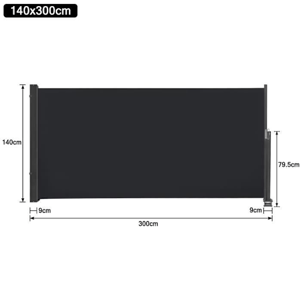 Infällbar sekretessskärm - LZQ - 140 x 300 cm - Antracit - Visuellt och solskydd Antracit