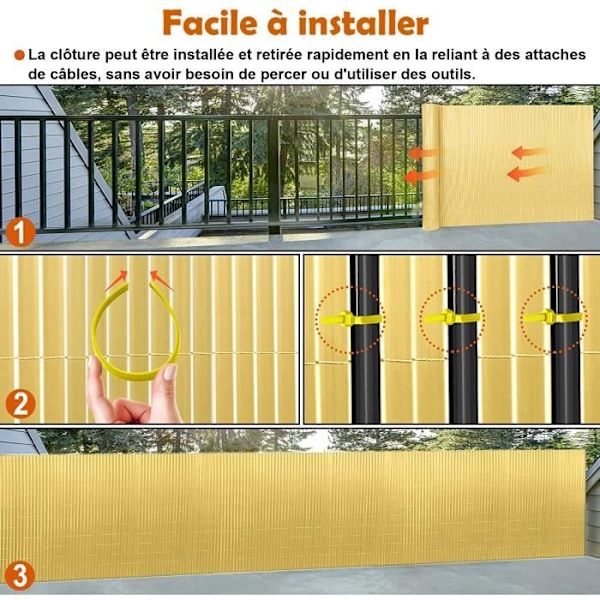 LZQ PVC Privacy Screen - 120 x 500 cm - Bambu färg