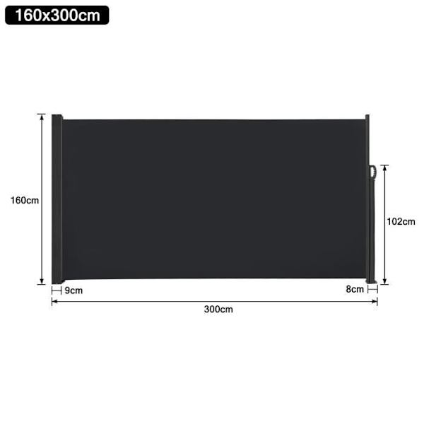 Fällbart Integritetsskydd - LZQ - 1,6 x 3 m - UV-skydd - Antracit Antracit