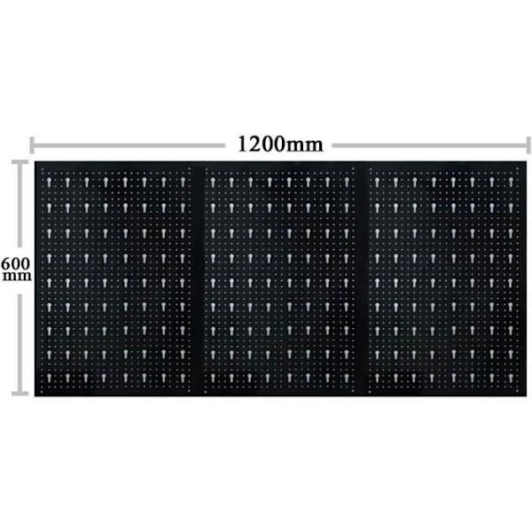 LARS360 Perforerad metallverktygstavla med 17 krokar kit - Mått: 120 x 60 x 2 cm Svart röd