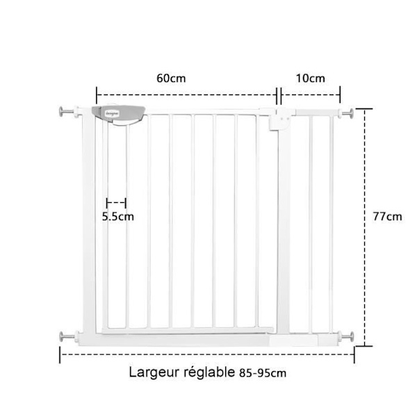 LZQ Trappgrind - Babysäkerhet - Metall - Vit - 85-95 cm Vit