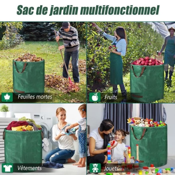Stabil Pop Up trädgårdsavfallspåse LZQ 3X tillverkad av robust polypropen (PP) canvas 150g-m² Grön