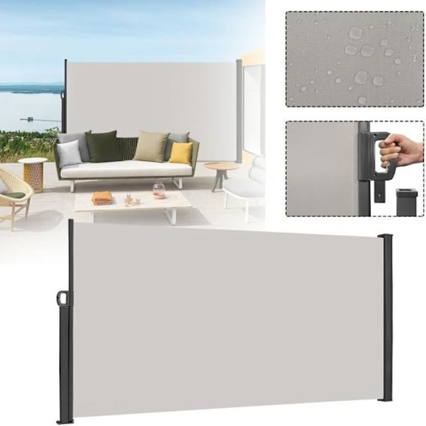 Infällbar Privacy Screen - LZQ - Ljusgrå - UV-skydd - 1,6 x 3 m Grå