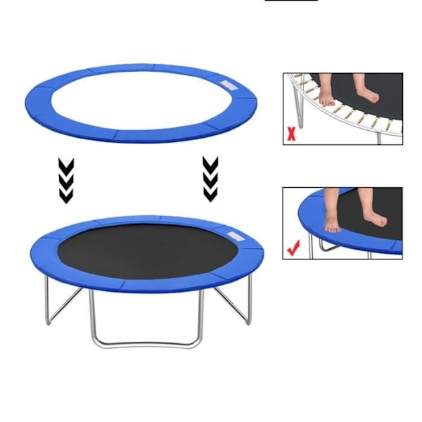 Trampolin säkerhetskudde - LZQ - 305 cm - Antirivning - Vattentät PVC - EPE vadderad Blå, trefärgad (blå bakgrund)