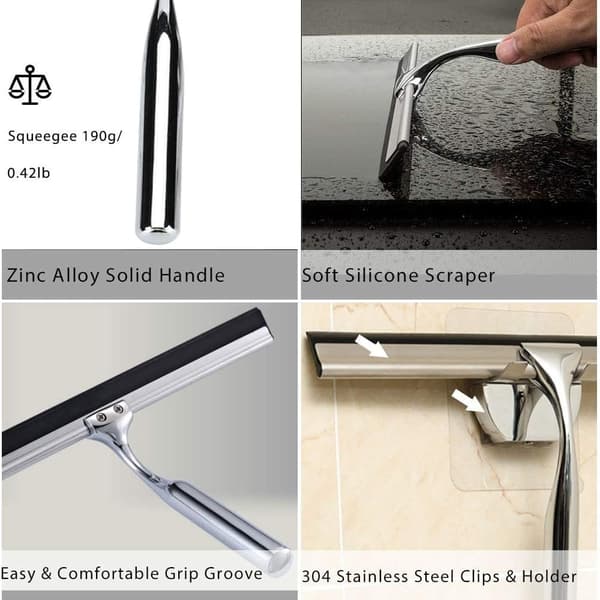 Rustfrit Stål Vindue Squeegee Brusebad Vindue Squeegee Spejl Squ