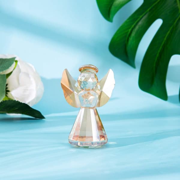 Krystal Engel Statue Dekorativ Glaspynt Julepynt Kvinders Gave Rosenguld