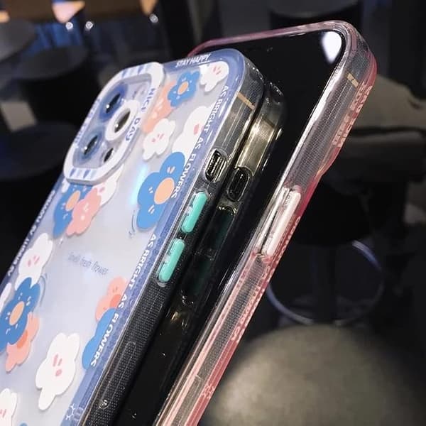 Sød Stødsikker Bumper Blomst Klar Blød iPhone Cover (Orange, iPhone 13 Pro Max)