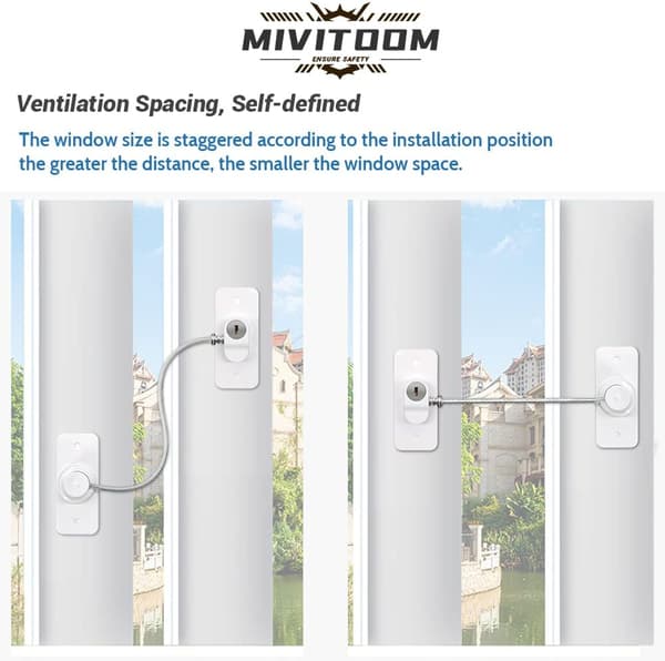 Sett med 2 vinduslåser for UPVC-vinduer, vindusbegrensningslåser