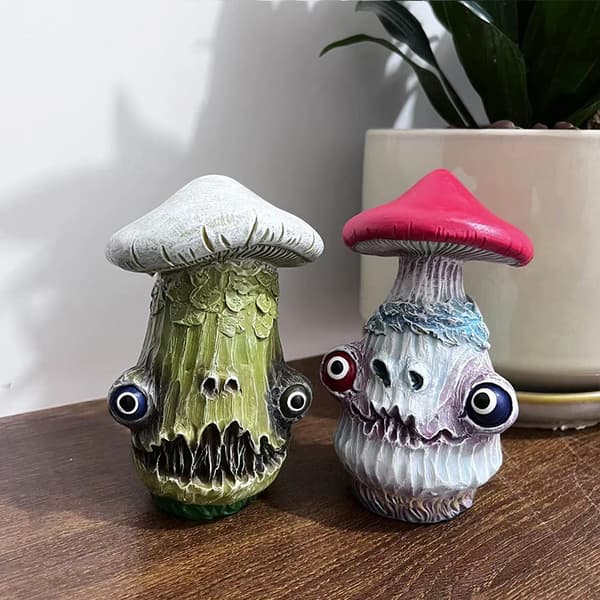 1 stk skummel soppskulptur i harpiks, Halloween-pynt, til hjemmet