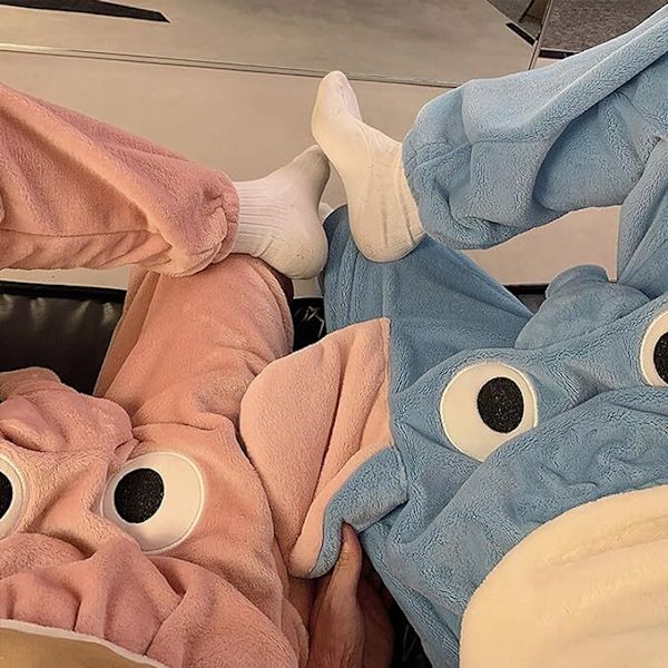 Roliga elefantbyxor, söta tredimensionella pyjamasbyxor för par, parpresenter till kvinnor för män Blå pink m