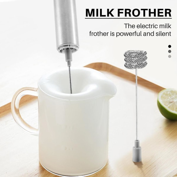 Mjölkskummare Handhållen trelagers visp - batteridriven elektrisk skummaskin för kaffe, latte,