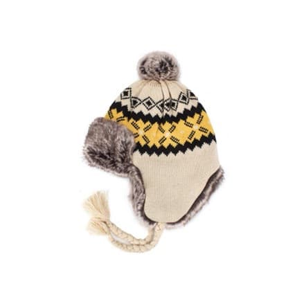 Öronskyddsmössa plysch höst och vinter stickad mössa ullmössa-beige