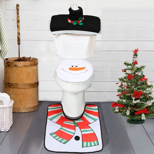 2 stk. Toiletklapdæksel Julepynt med måtte