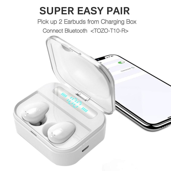 Bluetooth 5.0 trådlösa hörlurar med trådlöst case Vattentät