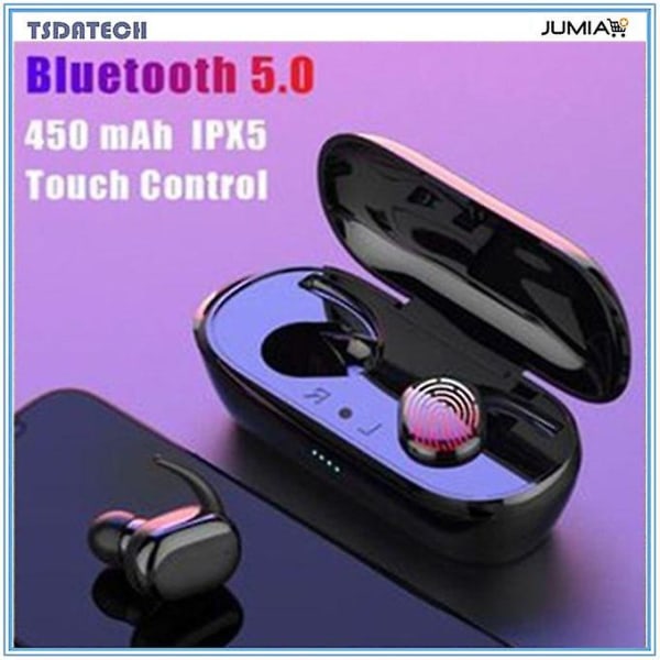 Fingeravtrycks Bluetooth 5.0-hörlurar Trådlösa 4d-stereohörlurar