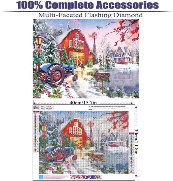 (30×40cm) Jule Diamantkunstsett for Voksne, 5D Jule Diamant
