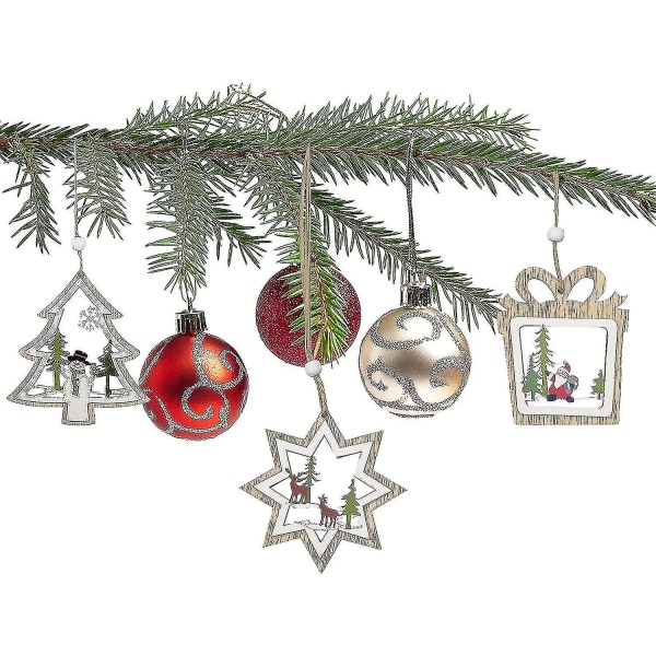 Trä julhängen Ornament Träddekoration (6st)