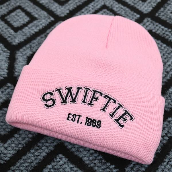 Taylor Swift Stickad Mössa Monogram Ullmössa Vinter - Rosa