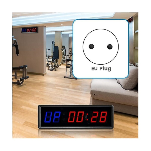 1,5 tum 6-siffrig Gym Timer,led Interval Timer Digital Countdown Clock Fitness Timer Gym,eu Plug