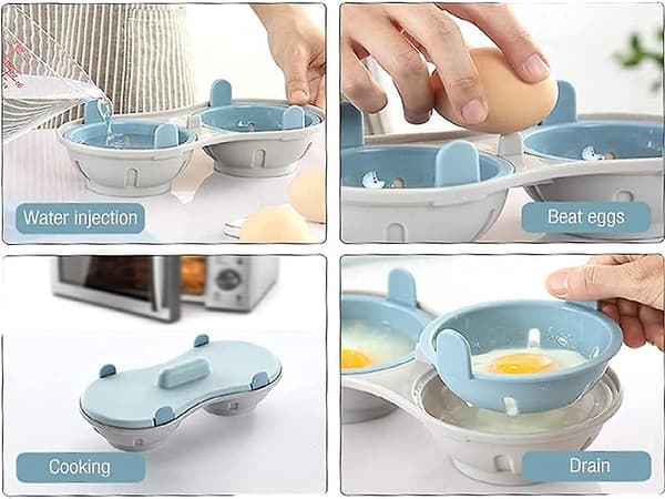 Mikrobølgeovn Eggkoker, Plast Eggkoker, Dobbel Kopps Eggkoker