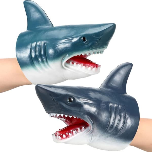 Handdockor 2-pack Realistiska Djur Haj Handdockor Mjuka
