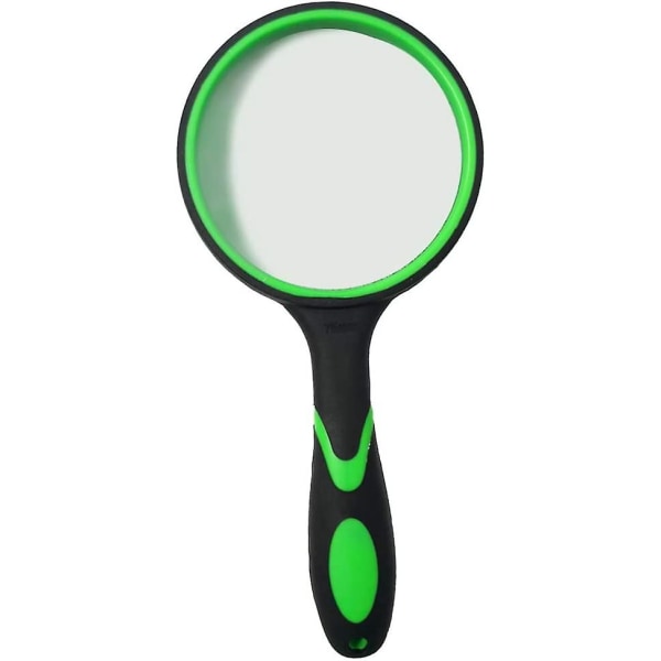 10x läsförstoringsglas med halkfritt mjukt gummigrepp med 75 mm förstoringsglas och splittersäker spegel för läsning, inspektion, insekter (grön/orange) - Gre
