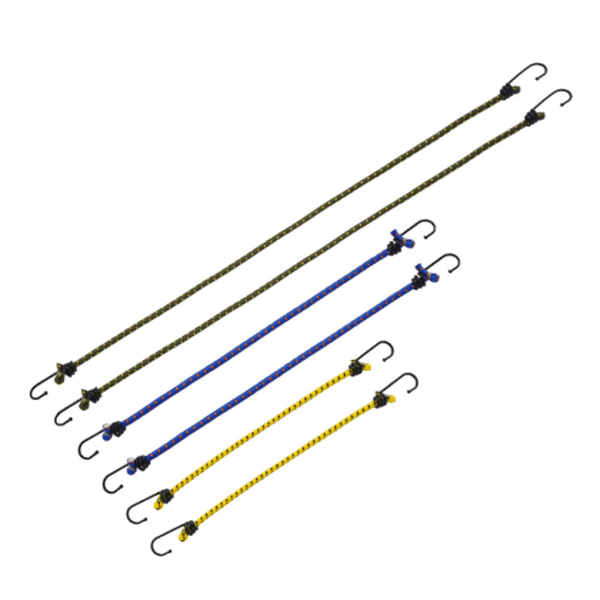 Bungee-sladdar 6 stycken elastiska bungee-snören, bärbar, återanvändbar, flexibel