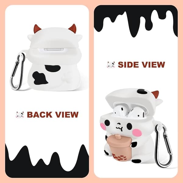 1 stk. Etui til Airpods 1&2, Blødt Silikon 3D Sød Sjov Cool Fun Ca