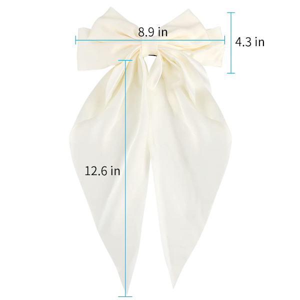 2 st stora rosetter hårklämmor mjuka siden satin hårklämmor lång svans fransk band hårklämma rosett klämma 90-tals festtillbehör dam svart vit svart