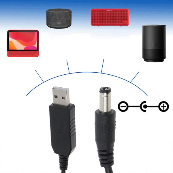 USB Step-up-omvandlarkabel USB till DC5,5x2,1mm laddningskabel för power