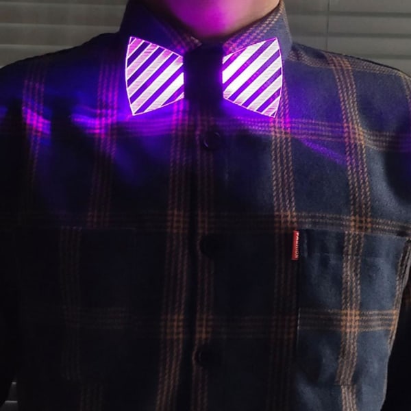 Färgglad LED-upplyst akrylfluga Färger Ändrar Blinkande Glödande Lysande Slips Med justerbar rem För Halloween Cosplay Festtillbehör
