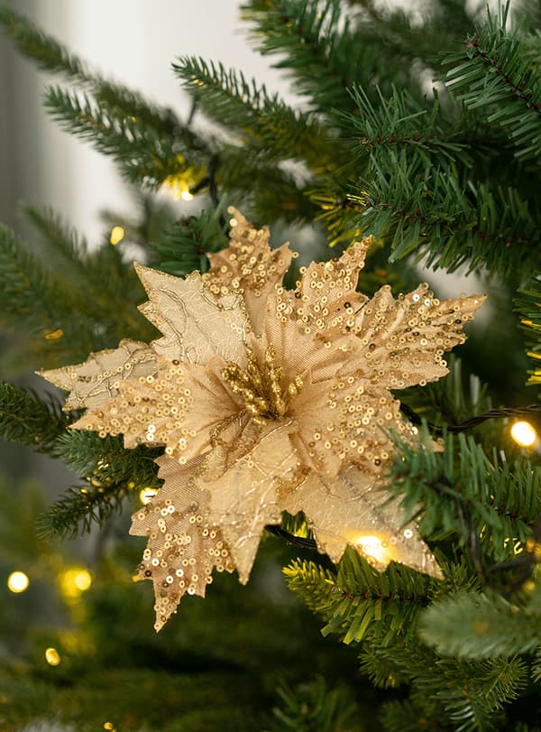 4 st (Guld) Julblommor Simuleringsguldpulverblomma Jul