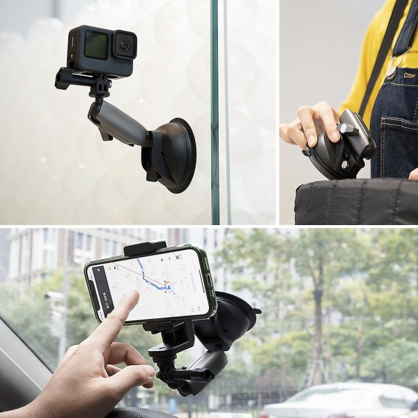Actionkamera Sugkopp Biltelefonhållare 360 ​​justerbar Standard 1/4 Adapter Kompatibel med Hero Inst360 Osmo Sjcam