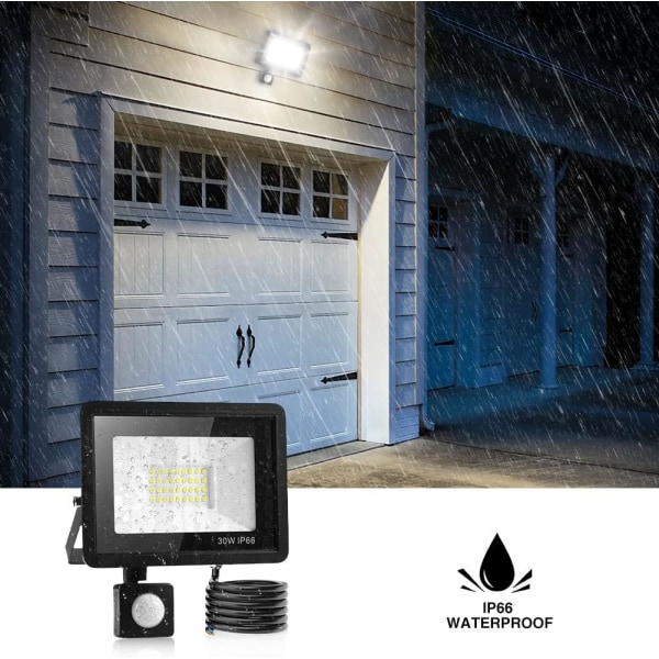 50W LED Flood Light utomhussensor, Ip66 vattentät utomhussensorlampa