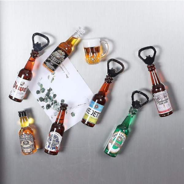 7st Öl Flasköppnare Öl Kylskåpsmagnet Kreativ Flasköppnare