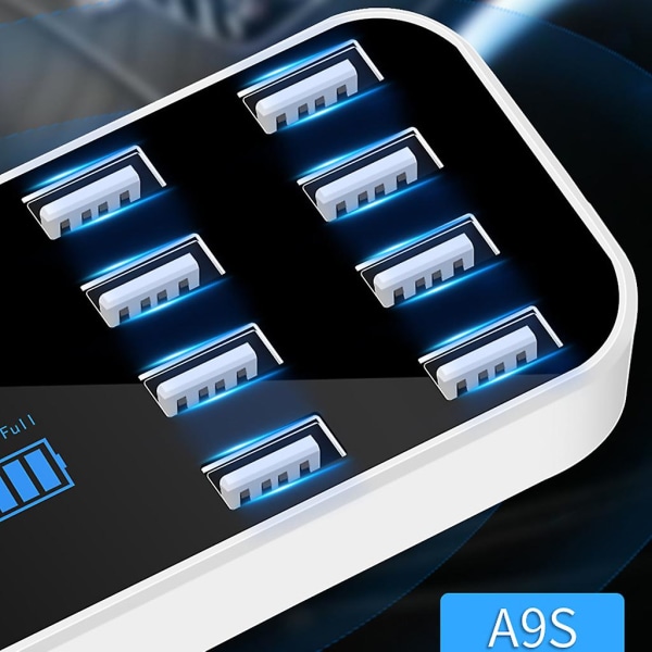 Kompatibel-a9s snabb billaddare 8 portar multi USB lcd display telefon laddare 12v batteri laddare USB hubb för telefon surfplattor Gps Dvr