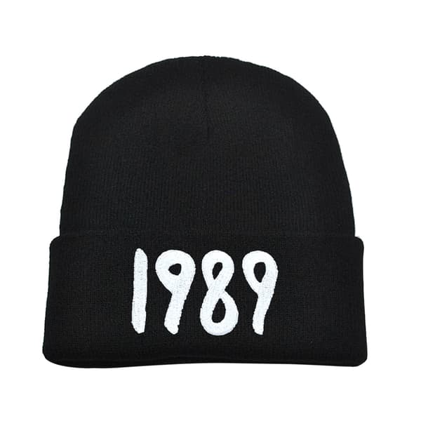 Taylor Swift Strikket Hue Monogram Uld Hue Vinter Pullover - 1989 Sort