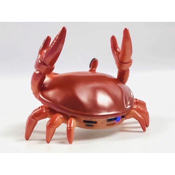 Crab Shape-högtalare, 360 graders surroundljud, trådlös anslutning, telefonhållarställ, livlig krabbadekoration, pennhållare (röd)