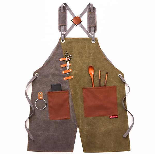 Barber Servitør Unisex Denim Arbeidsforkle (grågrønn stropp)